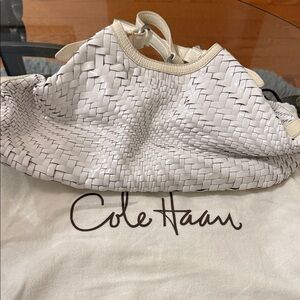 Cole Haan Woven White Leather Shoulder Bag